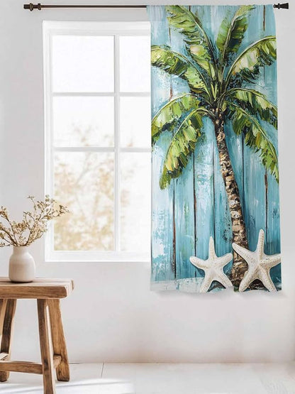 Sheer Curtains 72 Inches Long, Coastal Beach Starfish Semi Sheer Curtains Light - Image 3