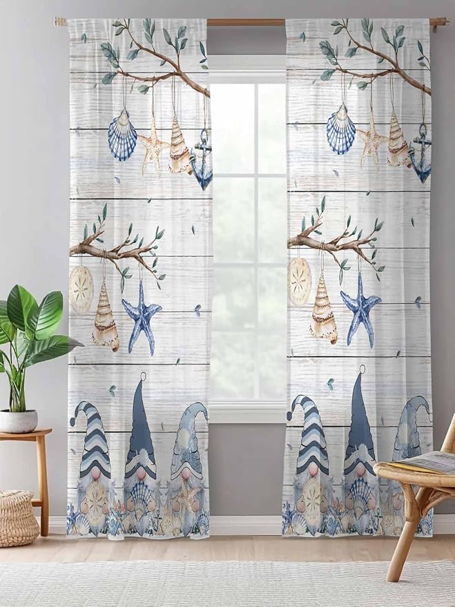 Sheer Curtains 108 Inches Long, Coastal Eucalyptus Semi Sheer Curtains Light - Image 5