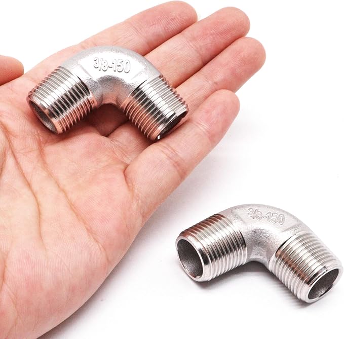 3/8" x 3/8" NPT 90 Degree Elbow 304 Stainless Steel Pipe Fittings Male Threaded - Image 6