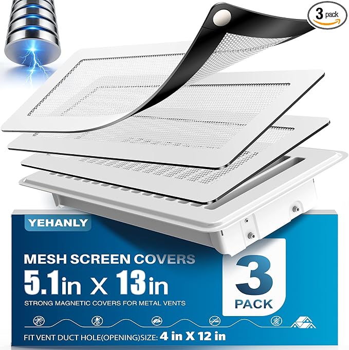 Magnetic Vent Covers with Vent Screen 5.1x13 Inch, Ceiling Air Vents to Block by YEHANLY