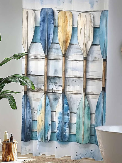 Sheer Curtains 84 Inches Long, Lake Paddle Striped Semi Sheer Curtains Light - Image 4