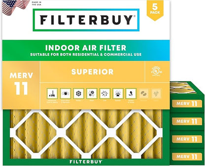 Filterbuy 14x14x2 Air Filter MERV 11 Superior Pet & Allergy Defense, by Filterbuy