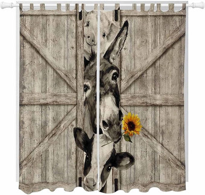 Funny Farm Animals Living Room Curtains 84 Inch Length, Window Curtains Tab Top by Unknown