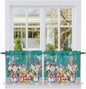 Spring Flowers Tier Curtains, Farmhouse Watercolor Teal Wood Grain Light by Unknown