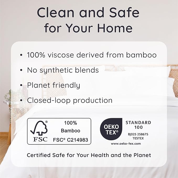 Bambaw 100% Viscose Derived from Bamboo Sheets Full Size Set – 4pcs Cooling Sheets for Hot Sleepers, Super Soft Full Size Sheets, with Elastic Corner Straps, Hotel Luxury Bed Sheets Set (White)