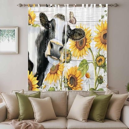 Retro Farmhouse Floral Living Room Curtains 96 Inch Length, Window Curtains Tab - Image 3