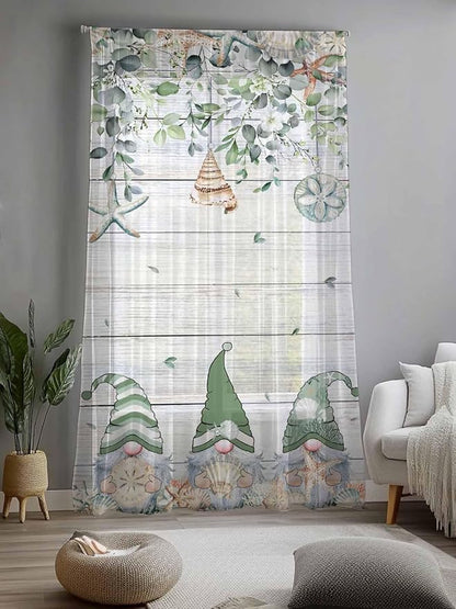 Sheer Curtains 108 Inches Long, Coastal Eucalyptus Leaf Semi Sheer Curtains - Image 2