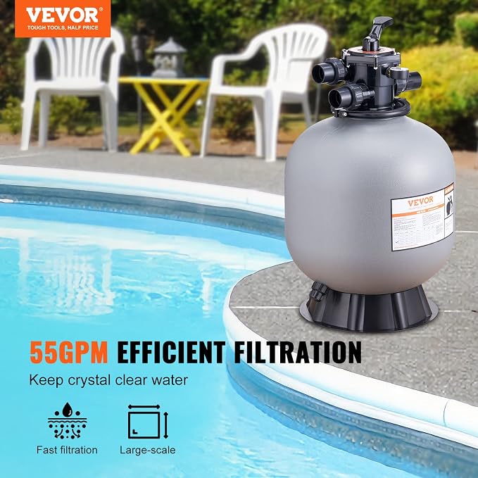 VEVOR 22 Inch Sand Filter, Above Inground Swimming Pool Sand System - Image 2