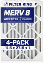Filter King 11.5x27.5x1 Air Filter | 4-PACK | MERV 8 HVAC Pleated A/C Furnace by FilterKing