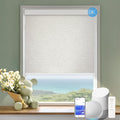COOLWINDS Motorized Blinds with Remote Cordless Automatic Motorized Shades Custom Blinds for Windows Smart Curtains Compatible with Alexa Google Home(Blackout Jacquard Beige,W36 x H72in)