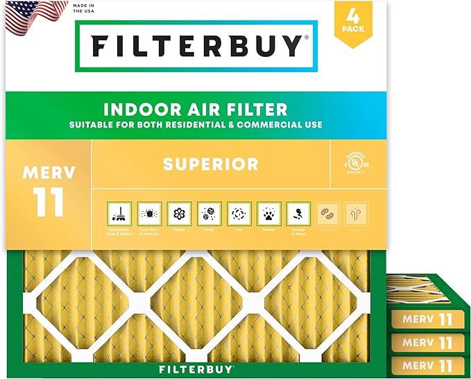 Filterbuy 25x25x1 Air Filter MERV 11 Superior Pet & Allergy Defense, by Filterbuy
