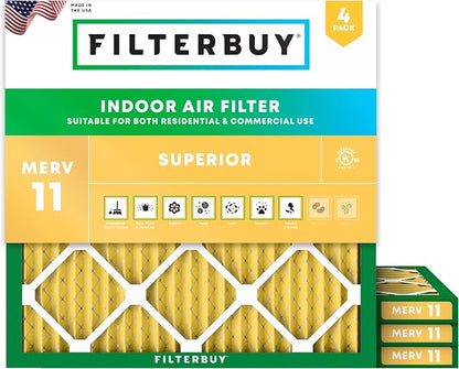 Filterbuy 19x19x1 Air Filter MERV 11 Superior Pet & Allergy Defense, by Filterbuy