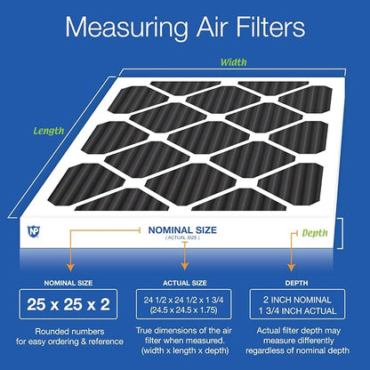 Nordic Pure 25x25x2 Pure Carbon Pleated Odor Reduction Merv 8 Furnace Filters 3 - Image 2