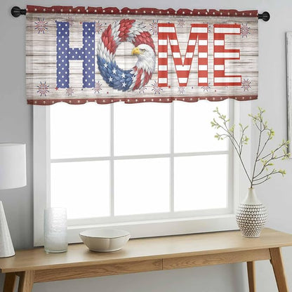 4th of July Sheer Valances for Windows 42"x18", Light Filtering Kitchen - Image 2