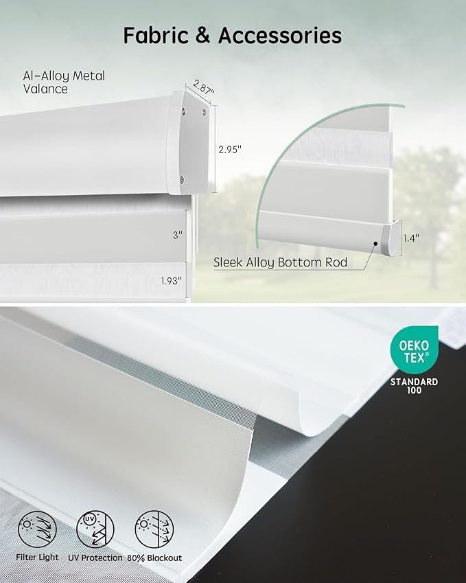 Yoolax Motorized Blinds with Remote, Electric Zebra Blinds for Indoor Windows, Room Darkening Smart Shades with Voice Control, Compatible with Alexa Google Home, APP Control, 31" W x 72" H, White