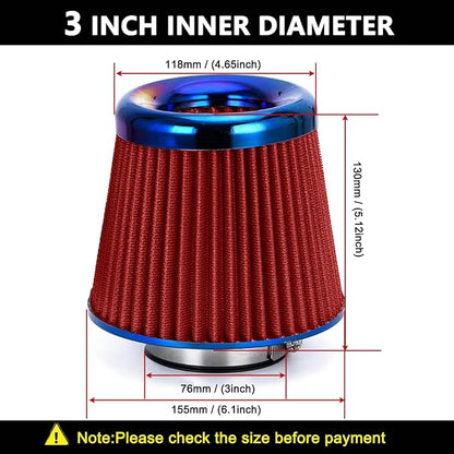 Cold Air Intake Filter, High Performance, Washable Filter, Clamp-On Replacement - Image 2