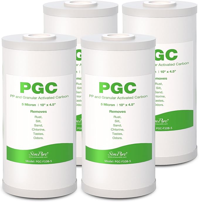 SimPure 5 Micron 10" x 4.5" Sediment and Carbon Whole House Water Filters by SimPure_Water