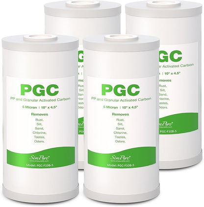 SimPure 5 Micron 10" x 4.5" Sediment and Carbon Whole House Water Filters by SimPure_Water