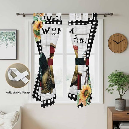 Farmhouse Rooster Bathroom Curtains 63 Inch Length, Window Curtains Tab Top - Image 5