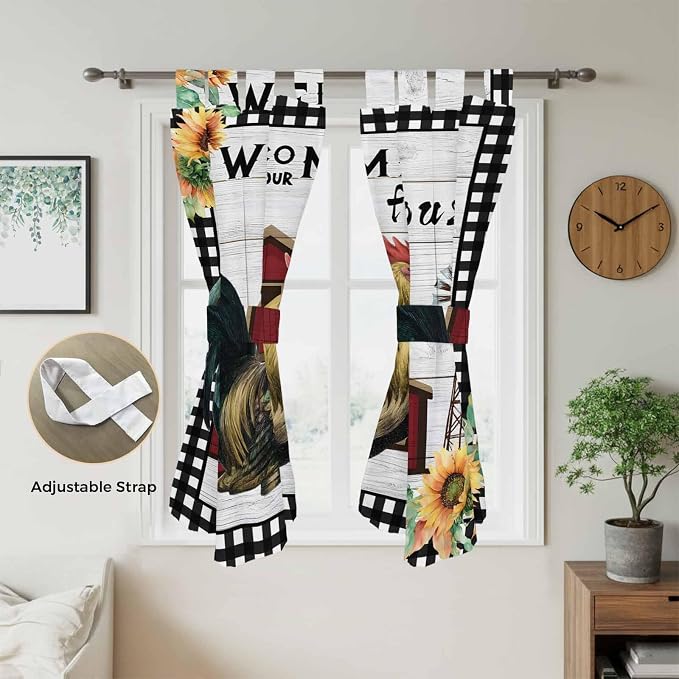 Farmhouse Rooster Living Room Curtains 84 Inch Length, Window Curtains Tab Top - Image 5