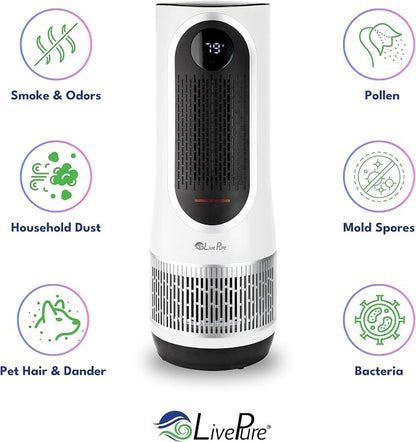 LivePure 3-in-1 LP500 Clean Heat Air Purifier & Electric Heater – Oscillating - Image 7