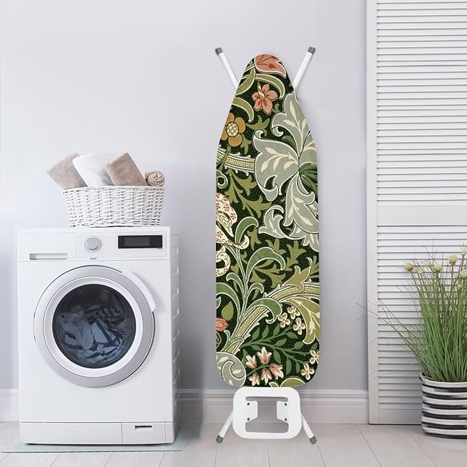 ZXFYGDX Cover for Ironing Board, William Morris Prints Table Top Ironing Board Cover with Nylon Buckle Straps and Elastic Edges Easy to Install, Standard Size Suitable for 14x45 Inch Ironing Board S