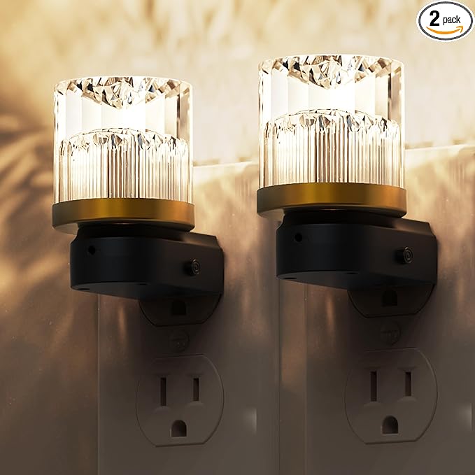 L LOHAS LED Night Light, 2 Pack Night Lights Plug into Wall, 3000K Soft Light LED NightLights, Built in Dusk to Dawn Sensor for Hallway, Bathroom, Rooms