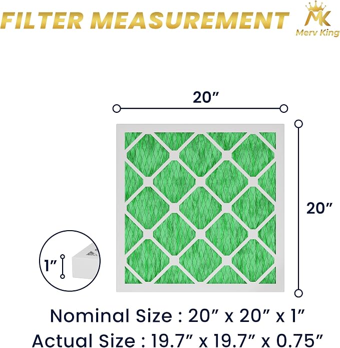 MervKing 20x20x1 Air Filter Actual Size: 19.7" x 19.7" x 0.75" MERV 13 MPR - Image 2