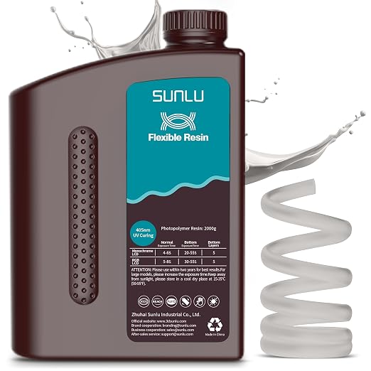SUNLU Flexible 3D Printer Resin 2KG, 66A 3D Printing Resin by SUNLU
