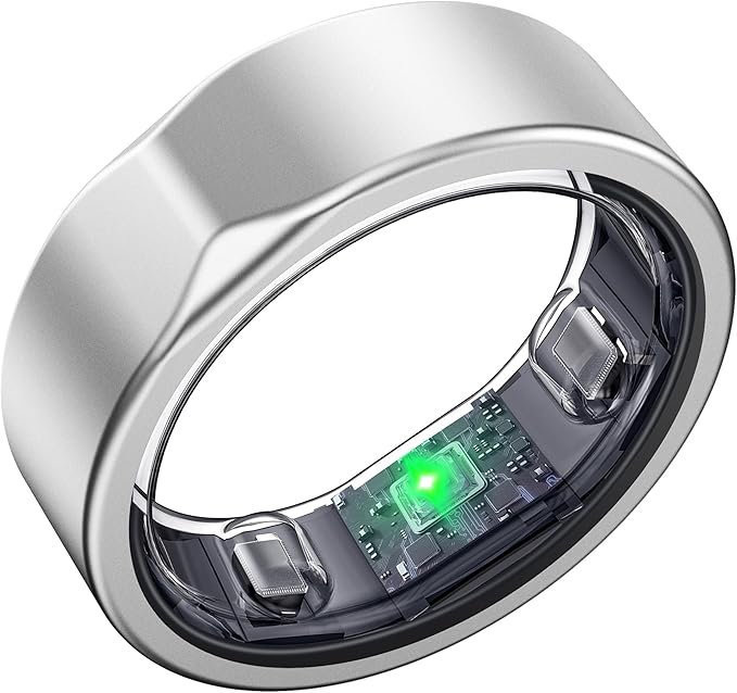 Smart Ring for Women Men, Valentine's Day Gifts, Minimalist Fitness Ring with Heart Rate, Stress, Sleep, Step, Calorie Tracking, 5ATM Waterproof for iPhone and Android,No Subscription (Silver, 6)