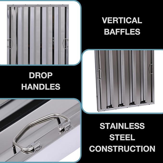 20" x 25" Stainless Steel Commercial Hood Filter – Dishwasher Safe, Welded - Image 4