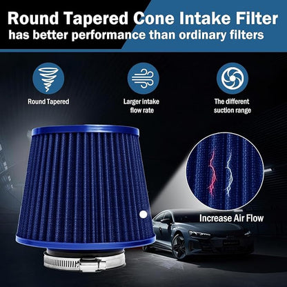 Universal Clamp-On Air Intake Filter, High Performance, Washable Filter - Image 5