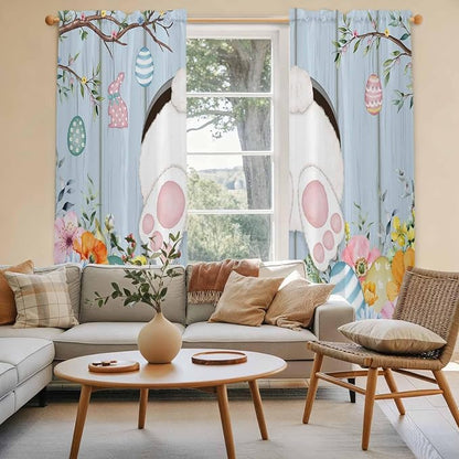 Easter Window Curtains 72 Inch Long 2 Panel Set, Rod Pocket Long Curtains & - Image 3