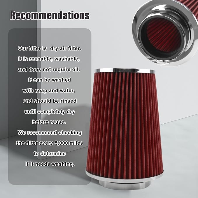 RYANSTAR RACING 89mm 3.5" High Flow Round Tapered Cone Closed-Top Washable - Image 6