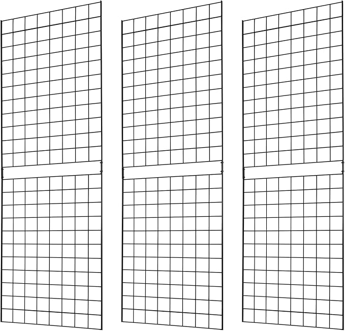 7RiversART Grid Wall Commercial Grade Grid Panels Heavy Duty Panel for Retail Display Wall 2' W x 6' H, Black (Pack of 3) Easily Portable