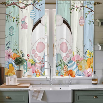 Easter Window Curtains 63 Inch Long 2 Panel Set, Rod Pocket Bedroom Curtains & by Unknown