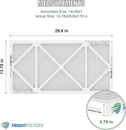 14x30x1 Air Filter 6 Pack, Durable MERV 8 Pleated Home HVAC AC Furnace Filters - Image 2