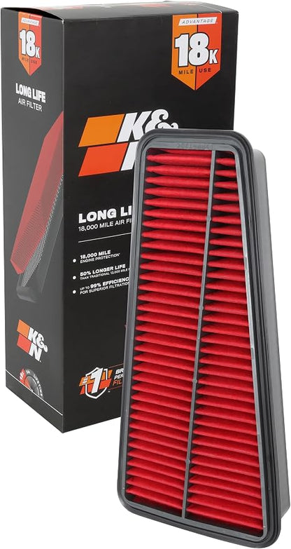 K&N Engine Air Filter: Long Life 18, 000 Mile Replacement Air Filter: Compatible by KNEngineeringInc