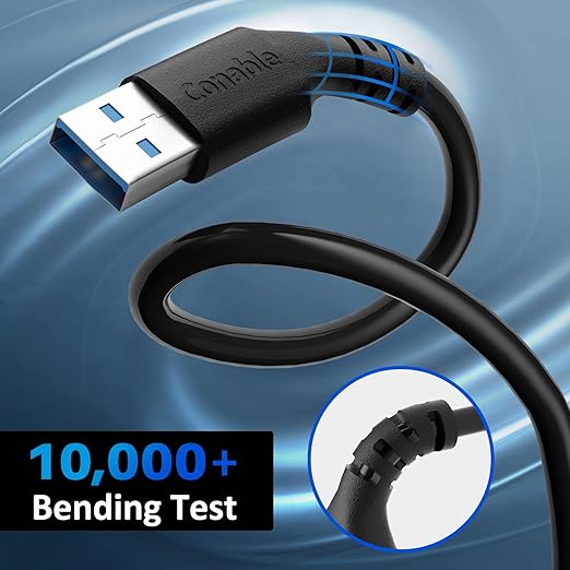 Short USB 3.0 Male to Male Cord, 2 ft Type A, 5Gbps Data Transfer for Hard Drive, Laptop, DVD Player, USB 3.0 Hub, Monitor, Camera, Set Top Box with 5 Cable Ties