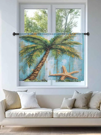Sheer Curtains 54 Inch Length, Coastal Beach Tree Semi Sheer Curtains Light - Image 4