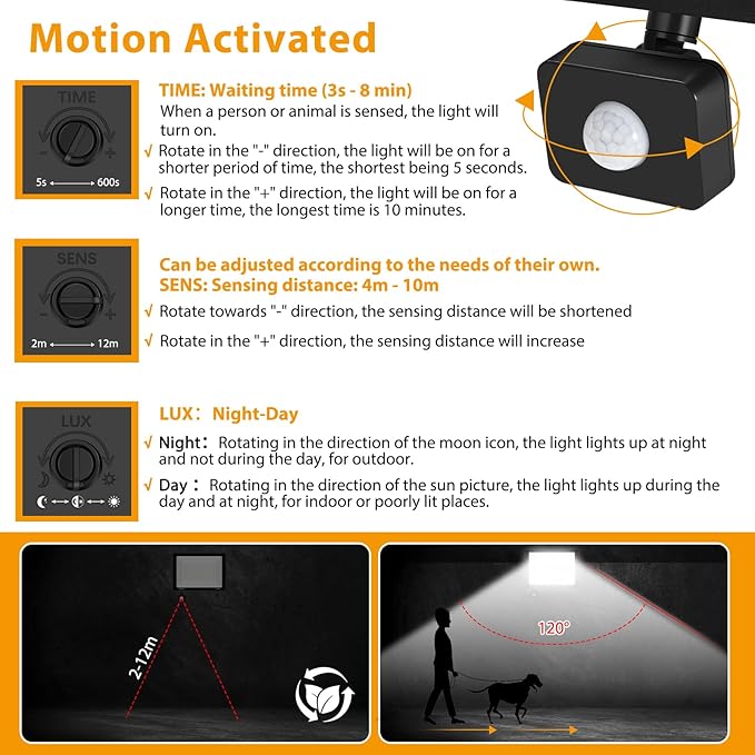 YANYCN 2 Pack 300W LED Motion Sensor Flood Light,LED Work Light with Plug,Super Bright IP66 Waterproof Floodlight Outdoor 43500 lumens 5000K Daylight Dusk to Dawn Security Light for Garage,Front Porch