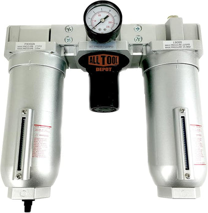 1" NPT SUPER DUTY Compressed Air In Line Filter Regulator Lubricator Oiler Combo by AllToolDepot