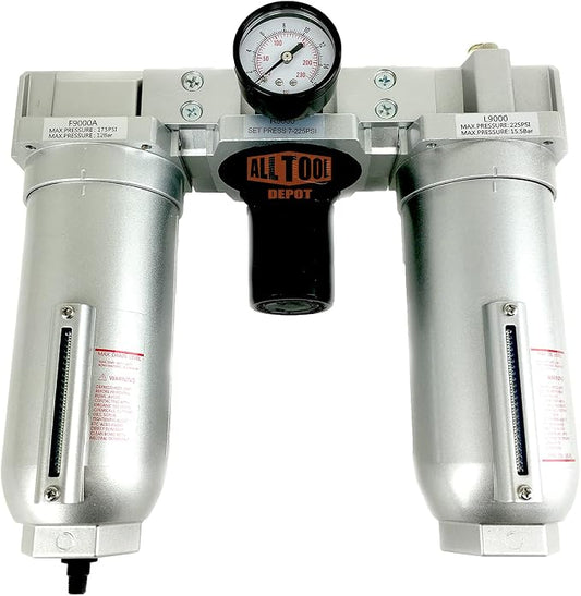 1" NPT SUPER DUTY Compressed Air In Line Filter Regulator Lubricator Oiler Combo by AllToolDepot