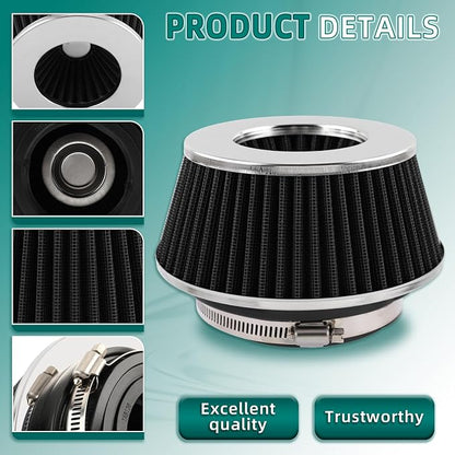 AUTOKAY Universal Clamp-On Air Filter Round Reverse Tapered Washable Filter 3 - Image 3