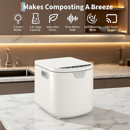 2.5L Electric Composter Countertop, 3 Modes Kitchen Smart Compost Bin - Image 2