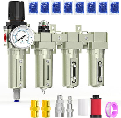 3/4" NPT Heavy Duty Industrial Grade 4 Stage Air Drying System, Auto Drain by MEANLINMEASURE
