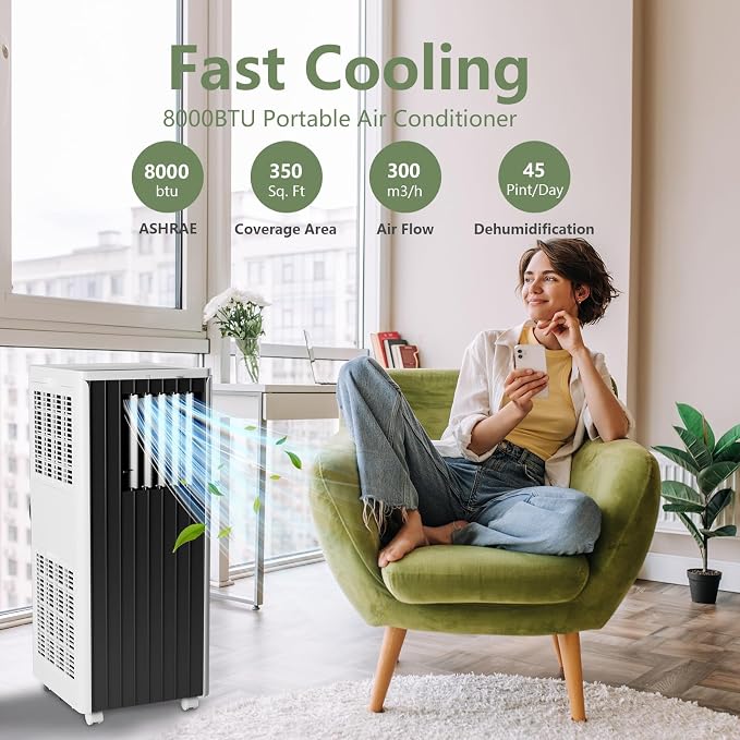 8000 BTU Portable Air Conditioner, Portable AC Unit - Image 4