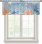 Ocean Corals Sheer Valance Curtains, Summer Beach Coral Sea Stars Blue Stripes by Houseown