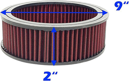 Round Washable Air Filter Cleaner Red Element Replacement Filter Flow Kit - Image 3