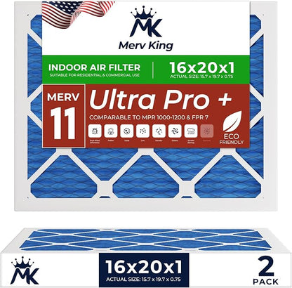 MervKing 16x20x1 Air Filter Actual Size: 15.7" x 19.7" x 0.75" MERV 11 MPR by MervKing